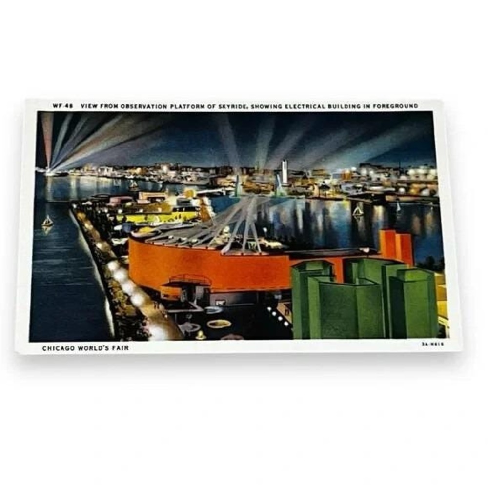 Postcard View From Observation Platform of Sky Ride Chicago Worlds Fair C226